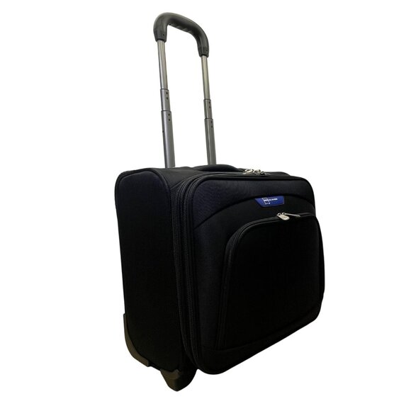 Zeiss Black Fabric With Telescoping Handle Rolling Travel Carry-On Luggage - Picture 4 of 10